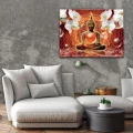 Obraz na płótnie obraz na ścianę budda storczyki czerwono złote 3d 100 x 75