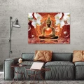 Obraz na płótnie obraz na ścianę budda storczyki czerwono złote 3d 100 x 75