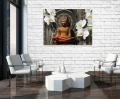 Obraz na płótnie obraz na ścianę budda storczyki czarno złote 3d 100 x 75