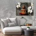 Obraz na płótnie obraz na ścianę budda storczyki czarno złote 3d 100 x 75