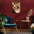 Obraz na płótnie obraz na ścianę Złoty Czarny Kobieta Usta Glamour 50 x 70
