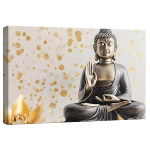 Obraz na płótnie obraz na ścianę budda złoty biały zen nowoczesny 60 x 40