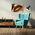 Obraz na płótnie obraz na ścianę Złote usta beżowe glamour makro