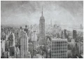 Fototapeta szara Manhattan Nowy Jork panorama wieżowców vintage