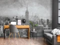 Fototapeta szara Manhattan Nowy Jork panorama wieżowców vintage