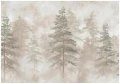 Fototapeta las i kwiaty beżowa akwarelowy las iglasty drzewa natura