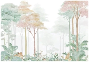 Fototapeta las zielona pastelowa tropikalne drzewa liście natura