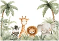 Fototapeta zielona safari żyrafa lew zebra słoń tropikalne zwierzęta