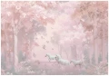 Fototapeta las różowa jednorożce bajkowy pastelowy magiczny las