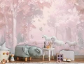 Fototapeta las różowa jednorożce bajkowy pastelowy magiczny las