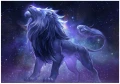 Fototapeta lew kosmiczny granatowa galaktyka gwiazdy fantasy na ścianę
