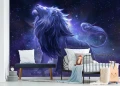 Fototapeta lew kosmiczny granatowa galaktyka gwiazdy fantasy na ścianę