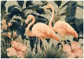 Fototapeta flamingi i kwiaty różowa tropikalne liście egzotyczna dżungla