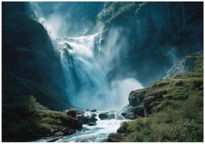 Fototapeta wodospad górski turkusowa woda skalny krajobraz natura