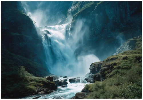 Fototapeta wodospad górski turkusowa woda skalny krajobraz natura