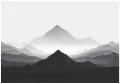 Fototapeta góry we mgle szaro czarna minimalistyczna panorama górska