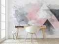 Fototapeta różowa szara abstrakcja geometryczna nowoczesny wzór ścienny