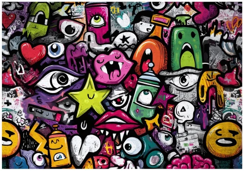 Fototapeta kolorowa graffiti street art nowoczesna dekoracja ściany
