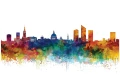 Fototapeta kolorowa panorama miasta akwarela nowoczesna dekoracja ściany