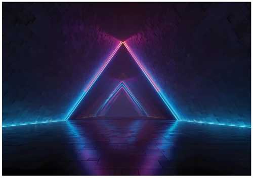 Fototapeta 3d czarna neonowy trójkąt futurystyczna geometria ścienna