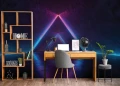 Fototapeta 3d czarna neonowy trójkąt futurystyczna geometria ścienna