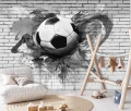 Fototapeta biała piłka nożna mural na cegle sportowa dekoracja ściany