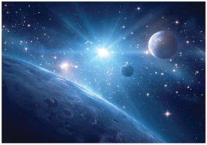 Fototapeta niebieska kosmos planety gwiazdy galaktyka na ścianę