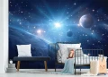 Fototapeta niebieska kosmos planety gwiazdy galaktyka na ścianę