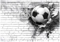 Fototapeta biała piłka nożna graffiti na cegle sportowa dekoracja ściany