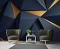 Fototapeta 3d granatowo złota geometria abstrakcja nowoczesna na ścianę