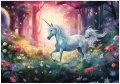 Fototapeta las 3d jednorożec magiczny kwiaty różowy niebieski do pokoju