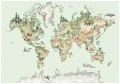 Fototapeta 3d zielona mapa świata zwierzęta akwarela do pokoju dziecka