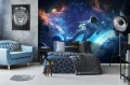 Fototapeta 3d niebieska galaktyka astronauta kosmos ziemia planety gwiazdy