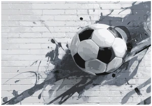 Fototapeta 3d piłka nożna graffiti szara biała cegła sportowy mural
