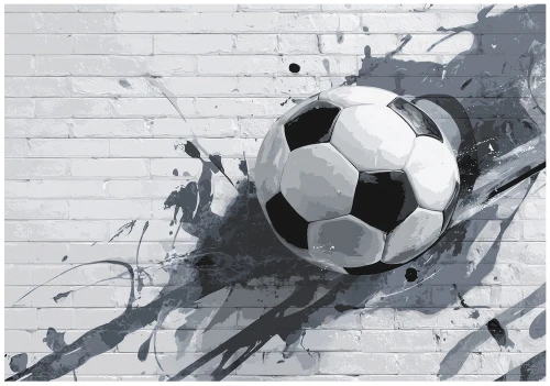 Fototapeta 3d piłka nożna graffiti szara biała cegła sportowy mural