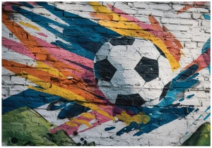 Fototapeta 3d piłka nożna graffiti kolorowa ściana sport młodzieżowa