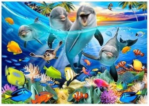 FOTOTAPETA DLA DZIECI SŁODKIE DELFINY