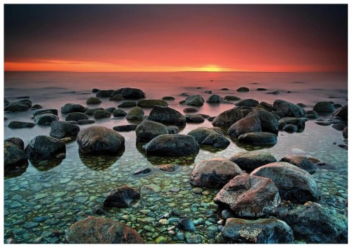 Fototapeta 3D morze zachód słońca plaża