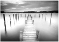 Fototapeta most we mgle pomost jezioro