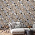 Fototapeta 3D geometria drewno metal