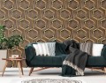 Fototapeta 3D geometria drewno metal