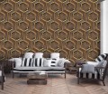 Fototapeta 3D geometria drewno metal