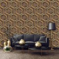 Fototapeta 3D geometria drewno metal