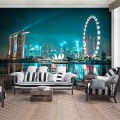 Fototapeta miasto nocą rzeka wieżowce fototapety