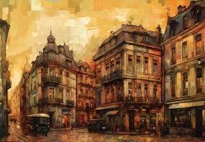 FOTOTAPETA na ścianę na flizelinie MIASTO malowany obraz MURAL