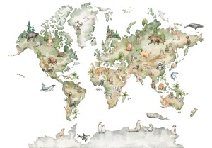 Fototapeta tapeta MAPA kontynenty ŚWIAT