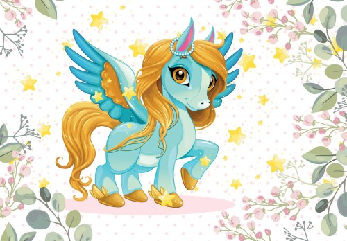 Fototapeta KUCYK PONY liście gwiazdki