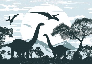 Fototapeta dla dzieci DINOZAURY palmy