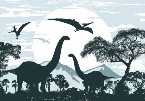 Fototapeta dla dzieci DINOZAURY palmy