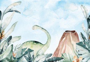 FOTOTAPETA dla dzieci KOLOROWE DINOZAURY na flizelinie + KLEJ